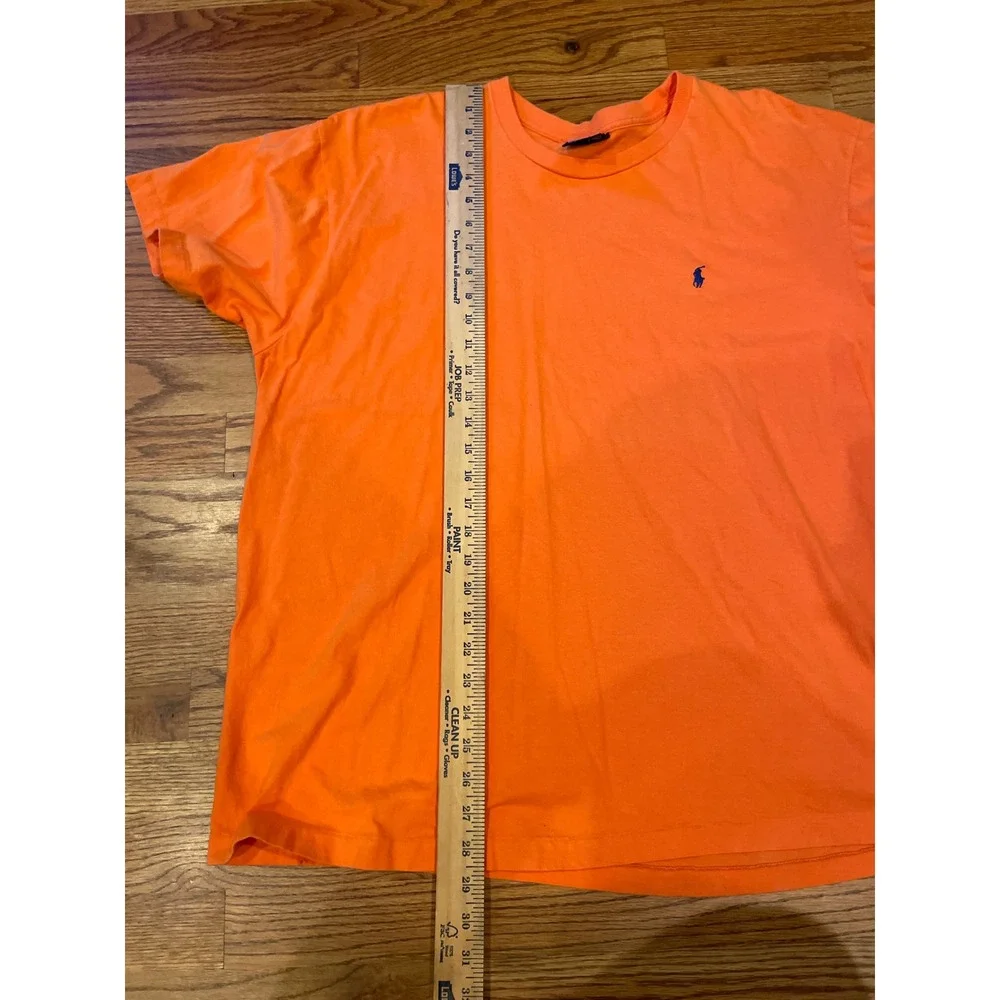 Polo Ralph Lauren Mens T-Shirt XL Orange Single Stitch Pony Logo Tee Flaws